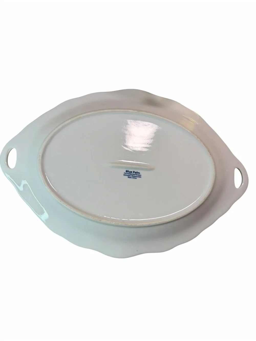 Blue Palm White Floral Ceramic Serving Platter - Classic Home Dining